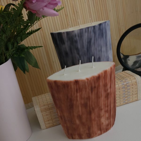Velas decorativas estilo tronco - Bosque Salvaje - de gran tamaño - marron y negro