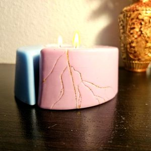 Velas decorativas con kintsugi