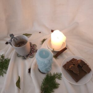 Vela decorativa azul con aroma a chocolate - Dulce Nórdico